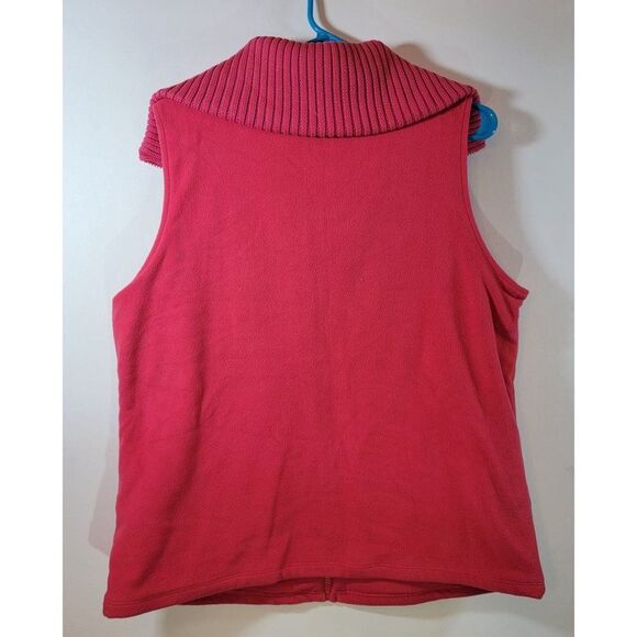 Lands End Womens Large Pink Ribbed Knit Neck Full Zip Lined Winter Vest - Picture 5 of 5